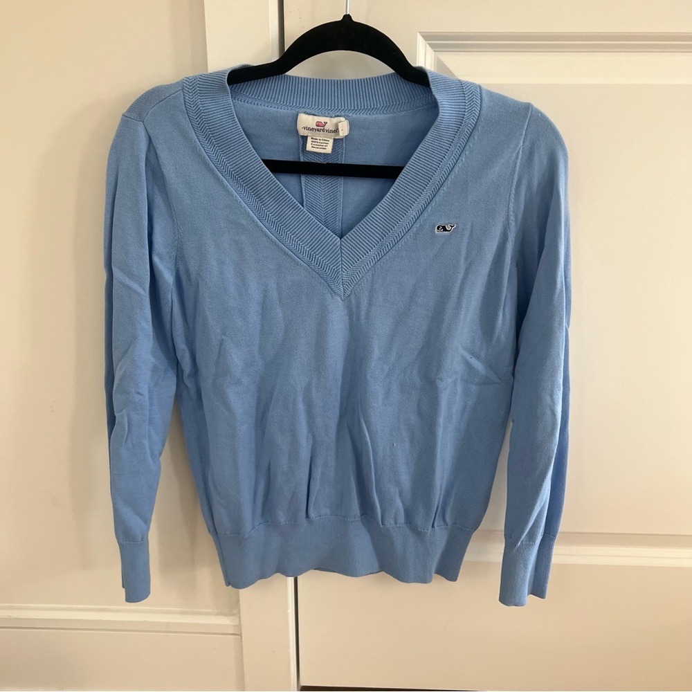 Women's Blue V-Neck Vineyard Vines Sweater